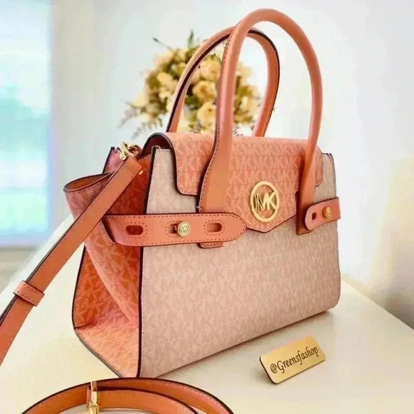 Michael Kors Purse Carmen Medium Flap Satchel shoulder bag sherbert new - Picture 7 of 9